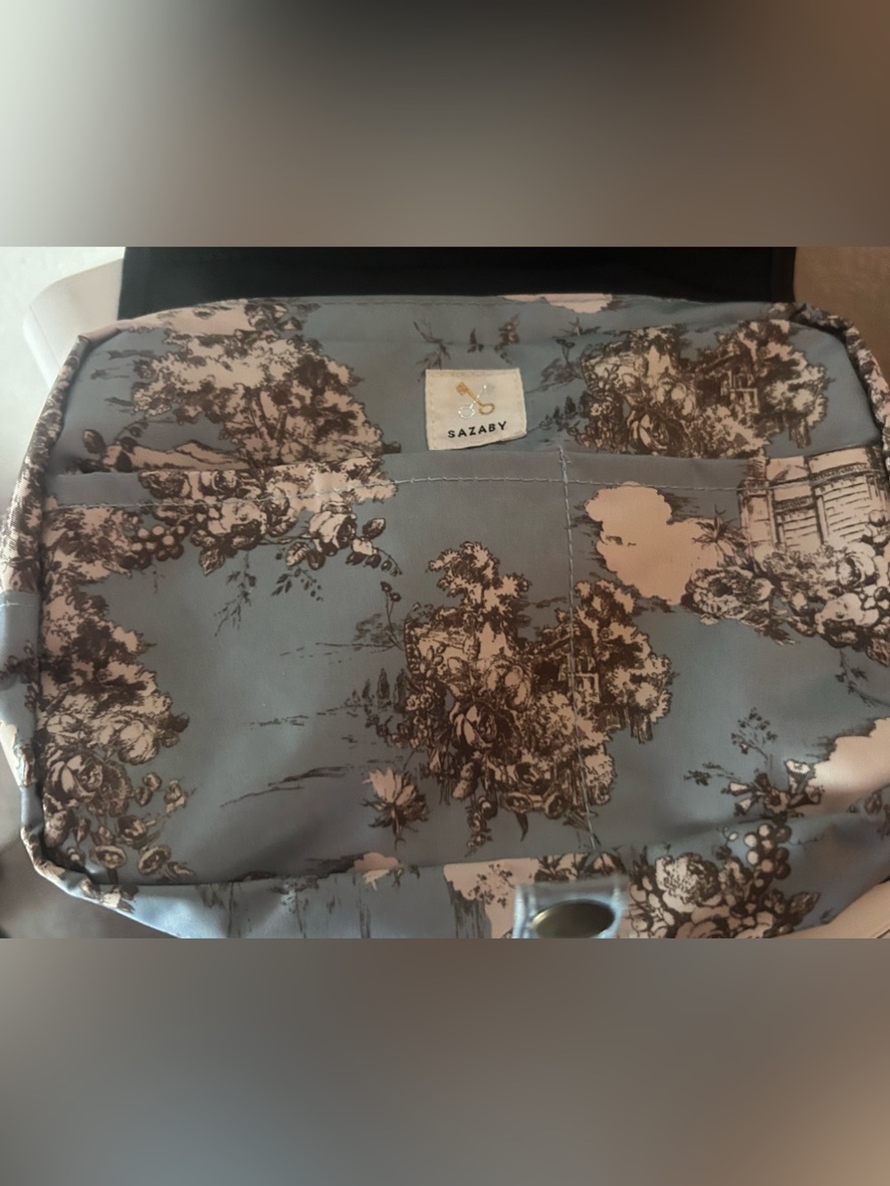 Sazaby Blue Floral Toile Cosmetic Pouch